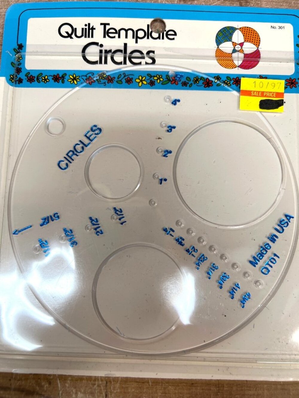Quilt Template Circles Multi-Sized 1 To 5 1/2 By Collins Plastic Clear
